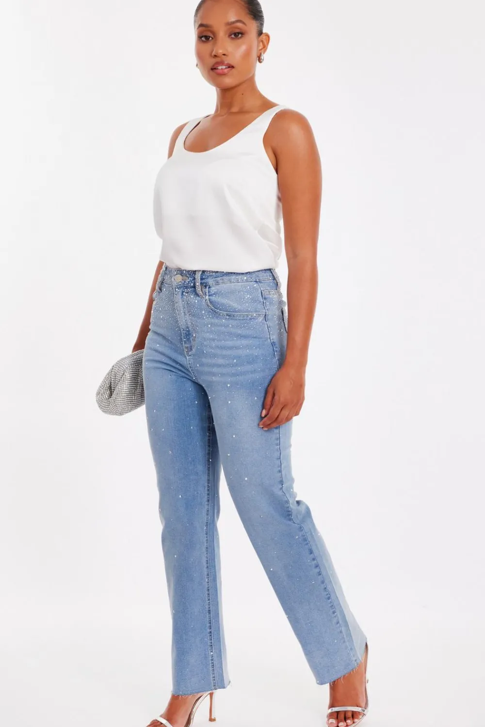 Quiz Trousers|Modest>Petite Light Denim Embellished Jeans