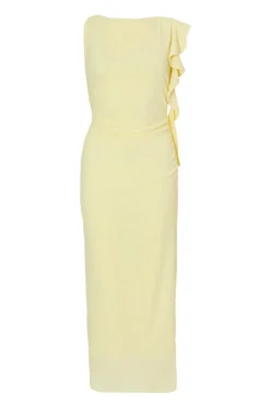 Quiz Summer Clothes|Holiday>Petite Light Yellow Frill Midi Dress