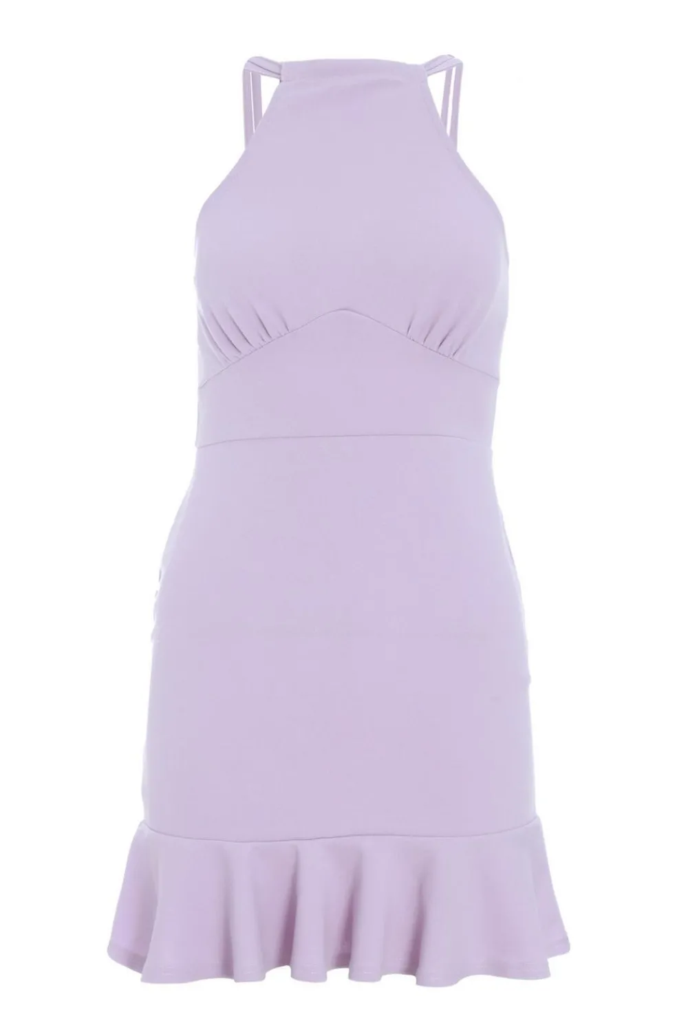 Quiz Summer Dresses|Ruffle Dresses>Petite Lilac Bodycon Frill Hem Mini Dress
