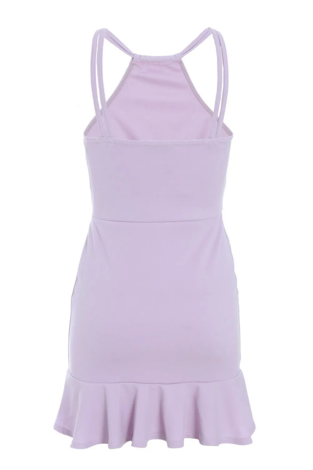 Quiz Summer Dresses|Ruffle Dresses>Petite Lilac Bodycon Frill Hem Mini Dress