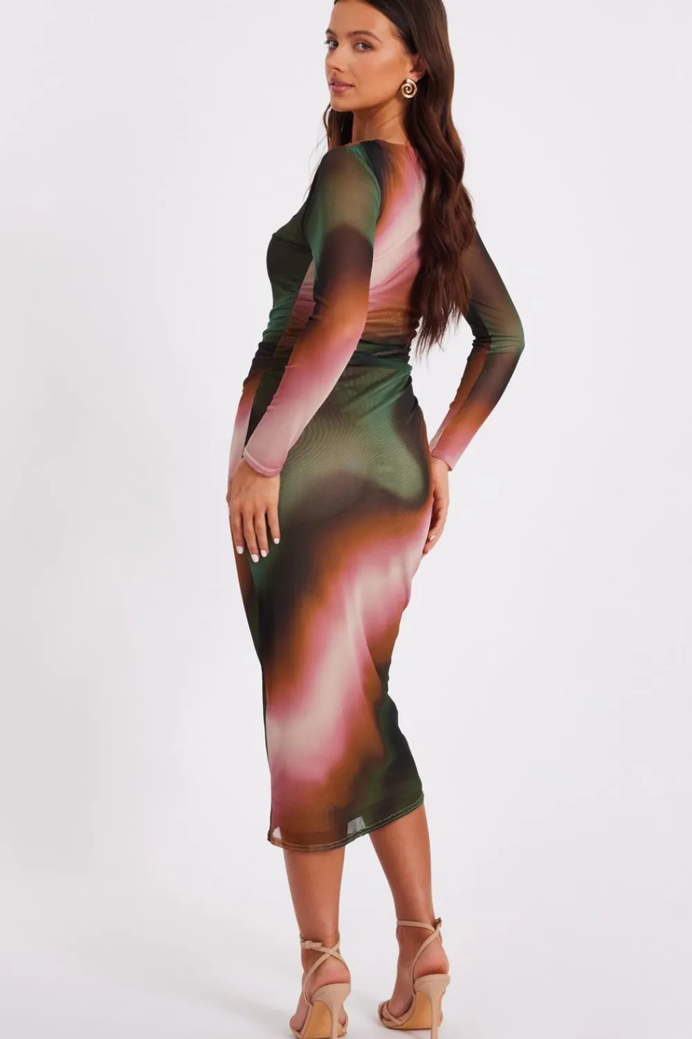 Quiz Modest|Going Out>Petite Mesh Marble Print Midi Dress