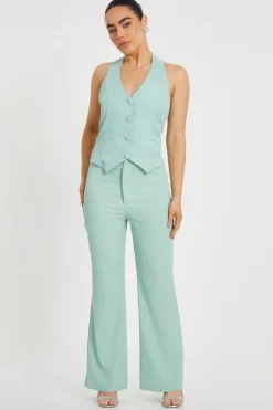 Quiz Day At The Races|Christening Guest>Petite Mint Flared Tailored Trousers