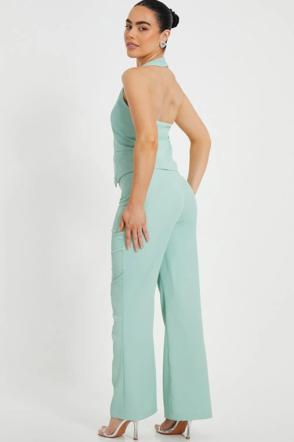 Quiz Day At The Races|Christening Guest>Petite Mint Flared Tailored Trousers