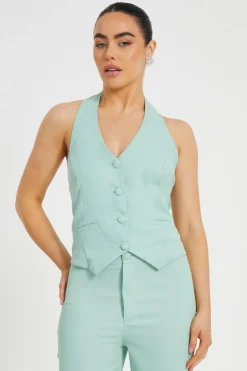 Quiz Waistcoat|Going Out Tops>Petite Mint Tailored Waistcoat