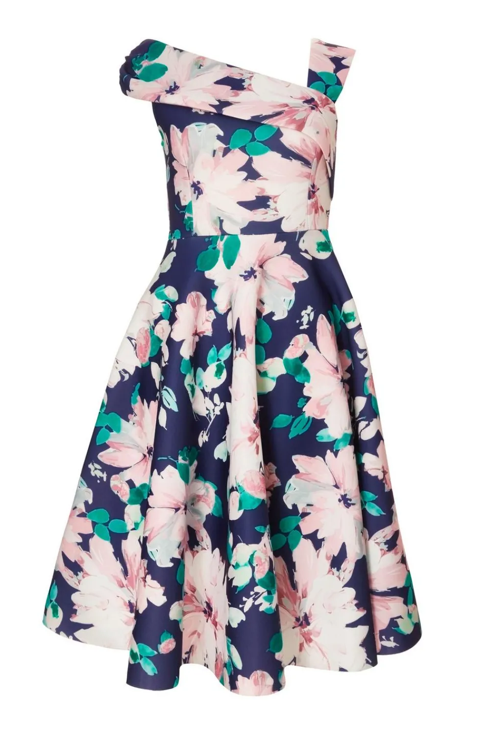 Quiz Day At The Races|Christening Guest>Petite Navy Floral Print Skater Dress