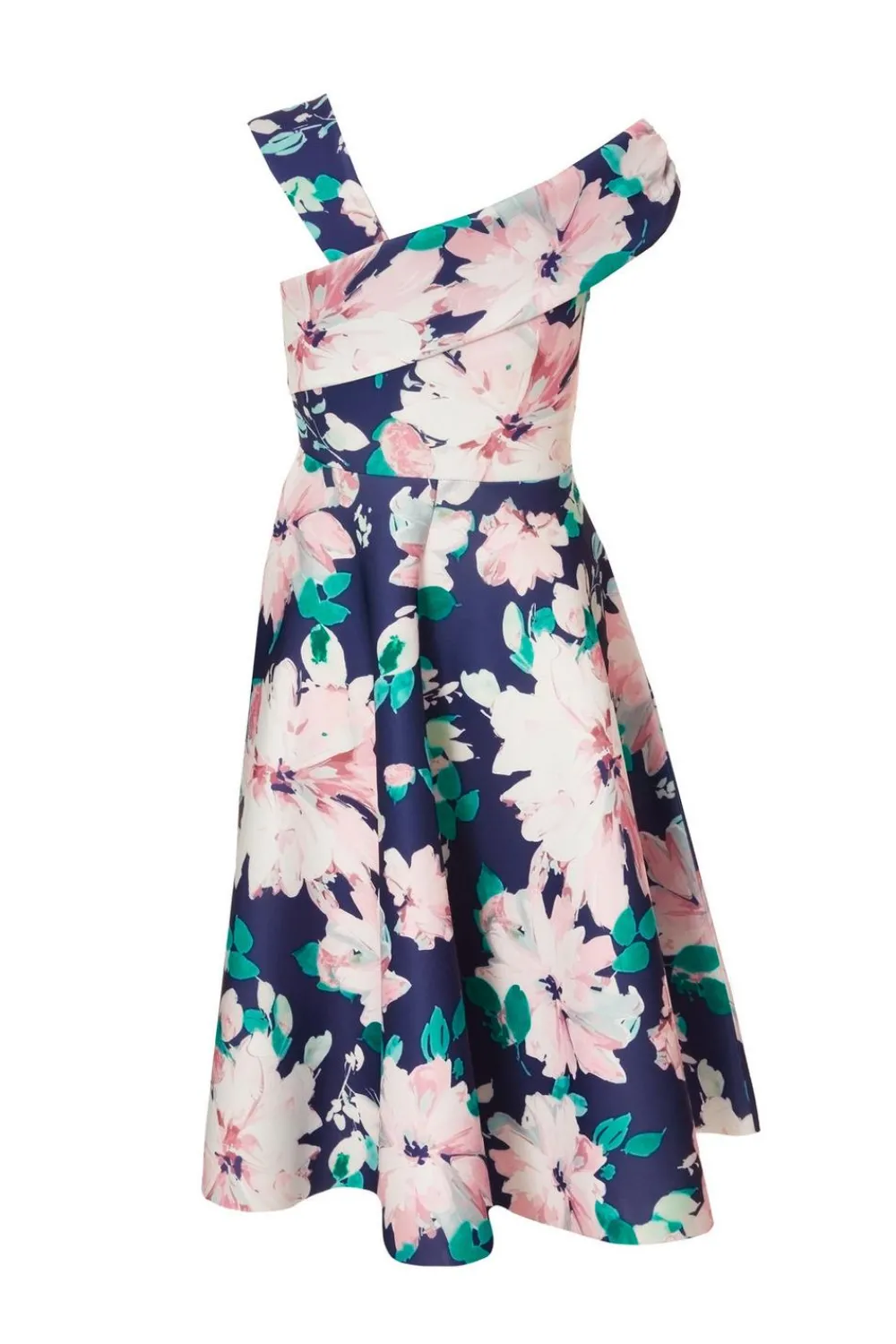 Quiz Day At The Races|Christening Guest>Petite Navy Floral Print Skater Dress