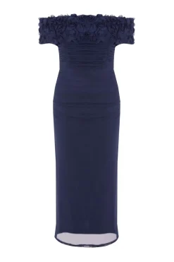 Quiz Day At The Races|Dresses>Petite Navy Mesh Bardot Midaxi Dress