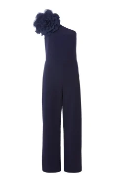 Quiz Occasion Jumpsuits|Evening Jumpsuits>Petite Navy One Shoulder Floral Jumpsuit