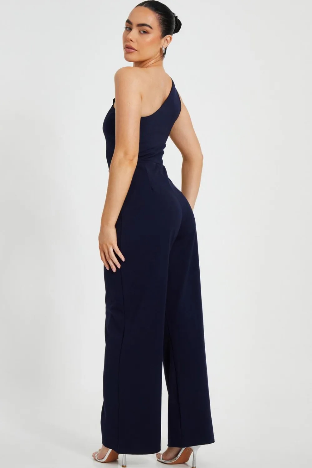 Quiz Occasion Jumpsuits|Evening Jumpsuits>Petite Navy One Shoulder Floral Jumpsuit