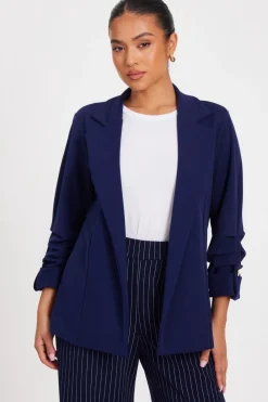 Quiz Workwear|Summer Clothes>Petite Ruched Sleeve Blazer