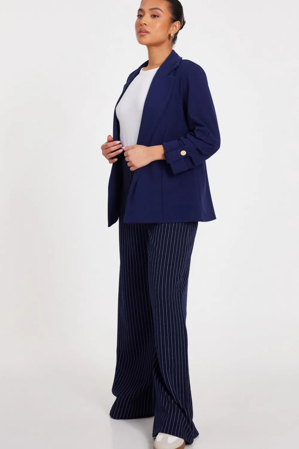 Quiz Workwear|Summer Clothes>Petite Ruched Sleeve Blazer