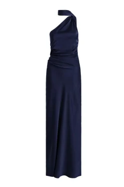 Quiz Prom Dresses|Prom & Ball>Petite Navy Satin Wrap Neck Maxi Dress