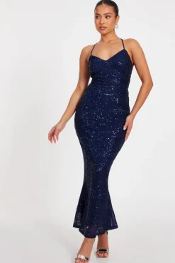 Quiz Prom Dresses|Prom & Ball>Petite Navy Sequin Fishtail Maxi Dress
