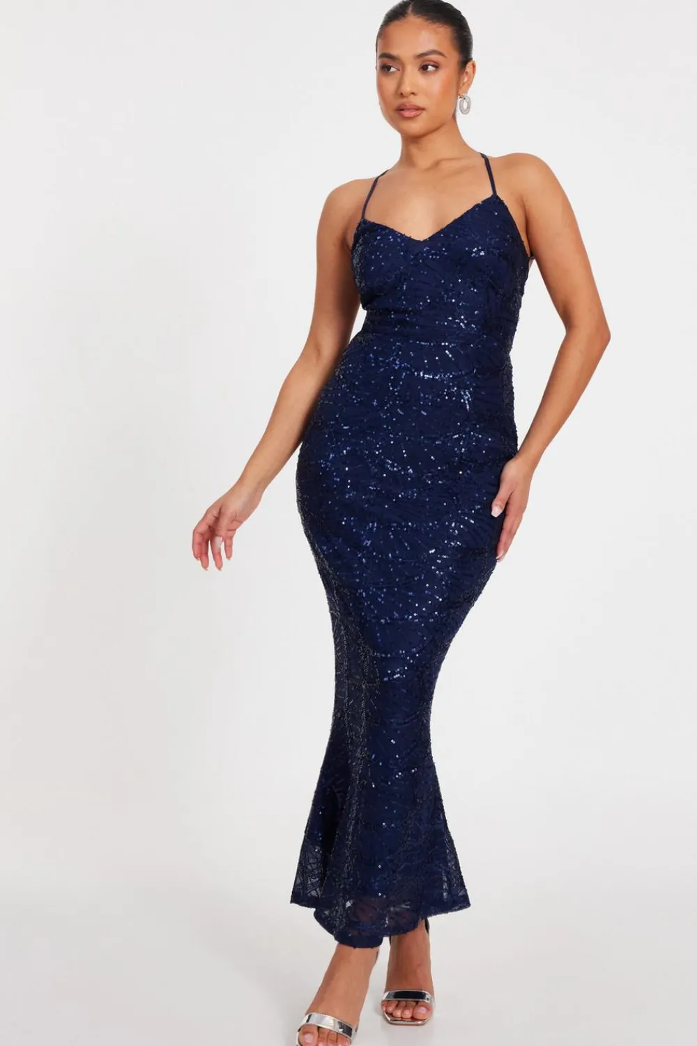 Quiz Prom Dresses|Prom & Ball>Petite Navy Sequin Fishtail Maxi Dress