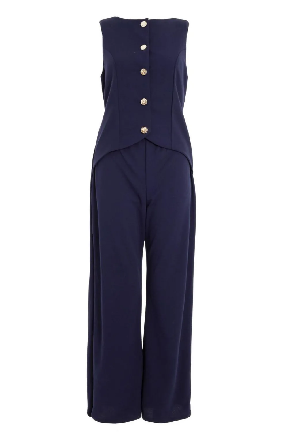 Quiz Going Out Jumpsuits|Workwear>Petite Navy Waistcoat Jumpsuit