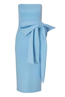 Quiz Day At The Races|Christening Guest>Petite Pale Blue Strapless Bow Midi Dress