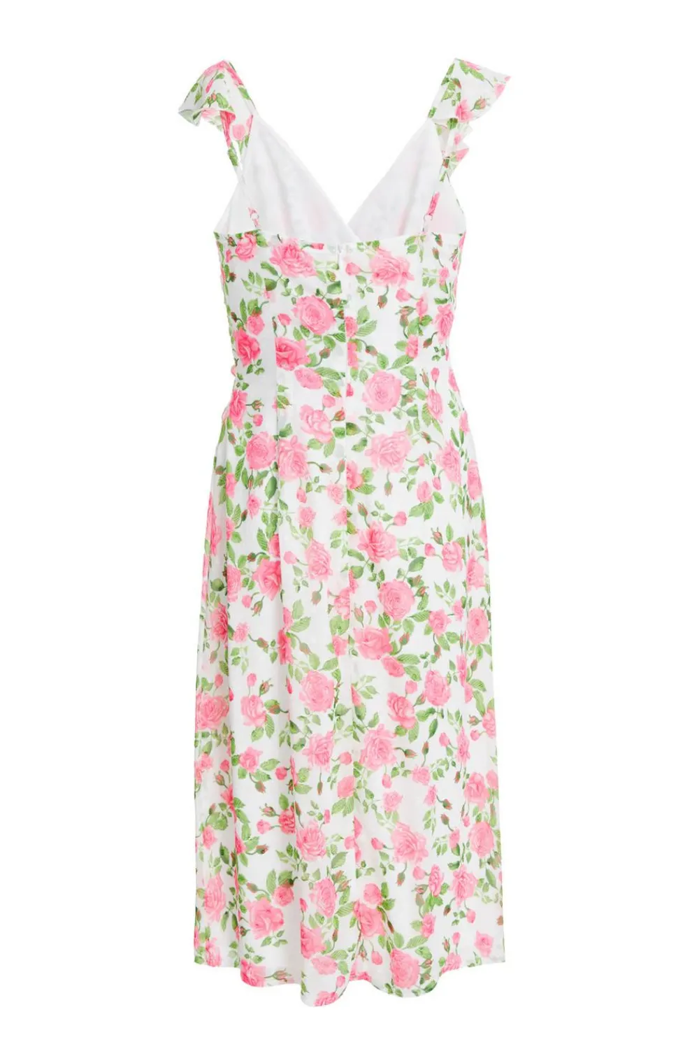 Quiz Holiday|Wrap Dresses>Petite Pink Chiffon Floral Ruffle Wrap Midi Dress