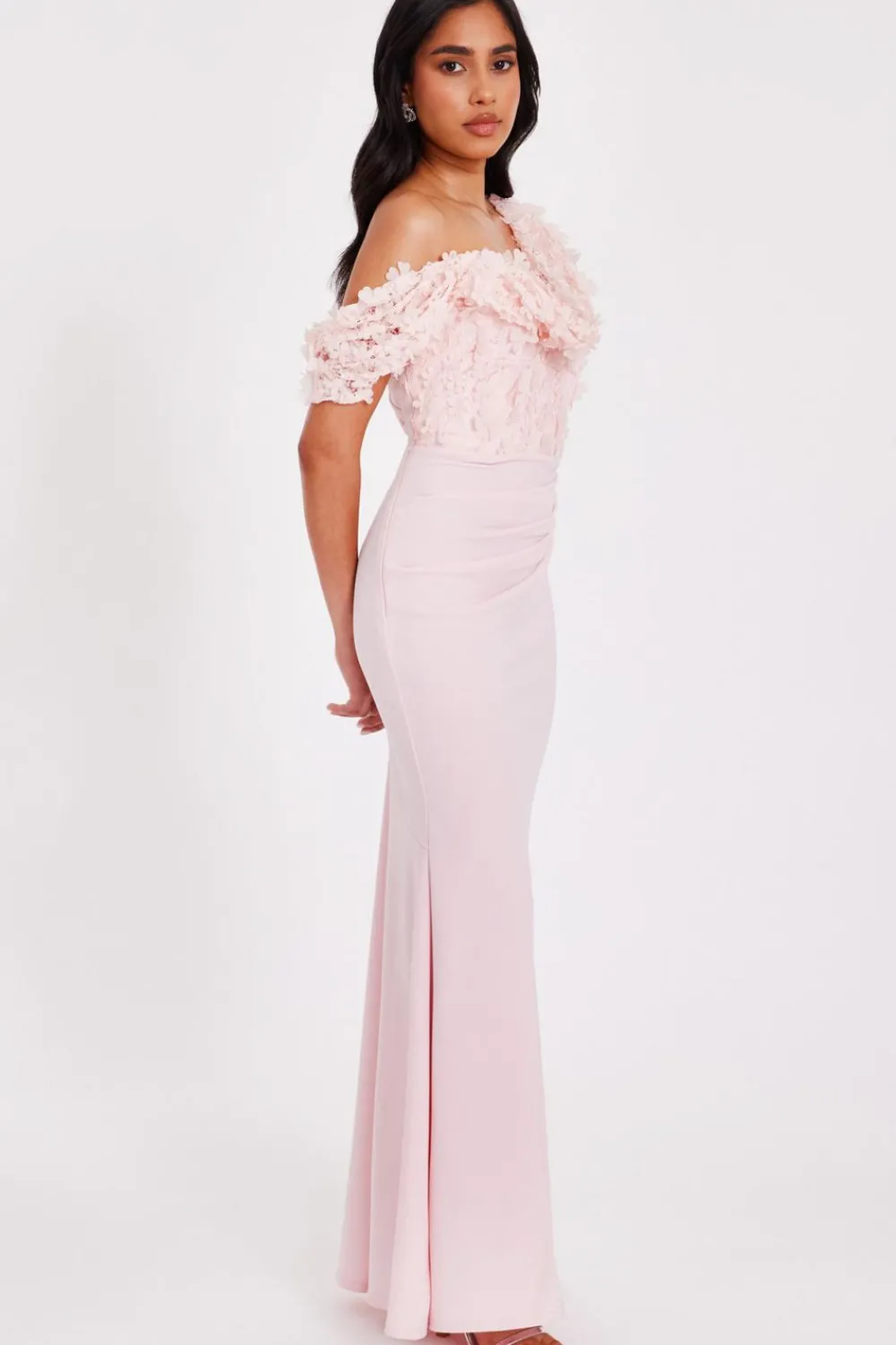 Quiz Prom Dresses|Prom & Ball>Petite Pink Floral Drop Sleeve Maxi Dress