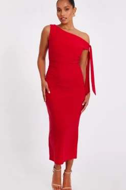 Quiz Day At The Races|Trending: Red>Petite Red Asymmetric Midaxi Dress