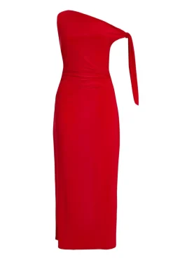 Quiz Day At The Races|Trending: Red>Petite Red Asymmetric Midaxi Dress