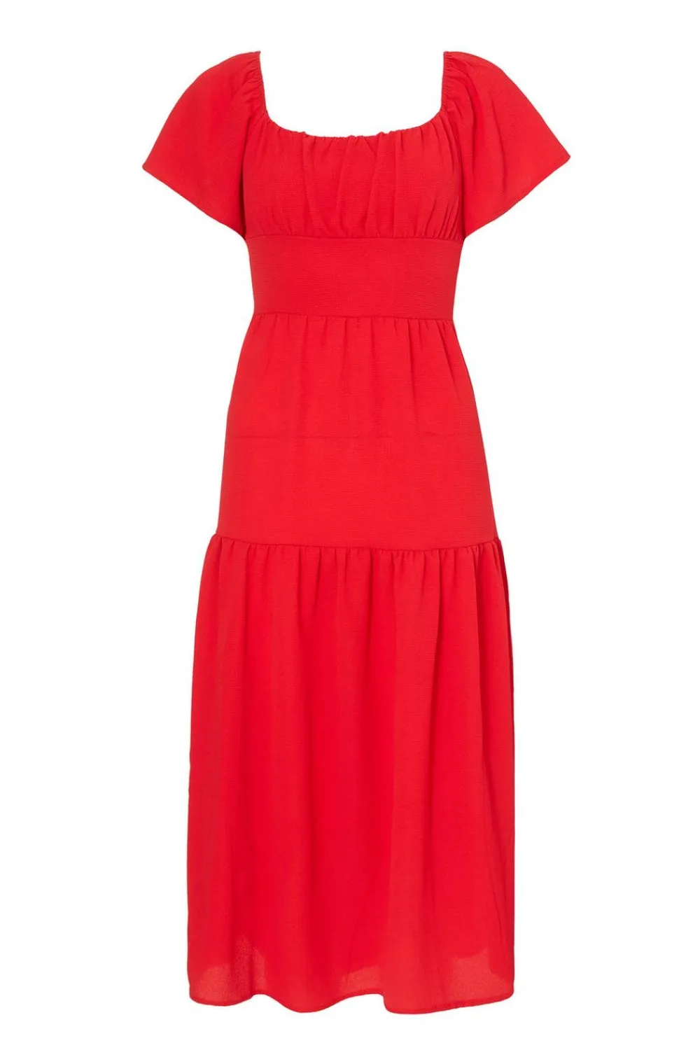 Quiz Trending: Red|Summer Clothes>Petite Red Short Sleeve Midaxi Dress
