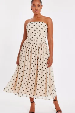 Quiz Day At The Races|Christening Guest>Petite Stone Chiffon Polka Dot Midi Dress