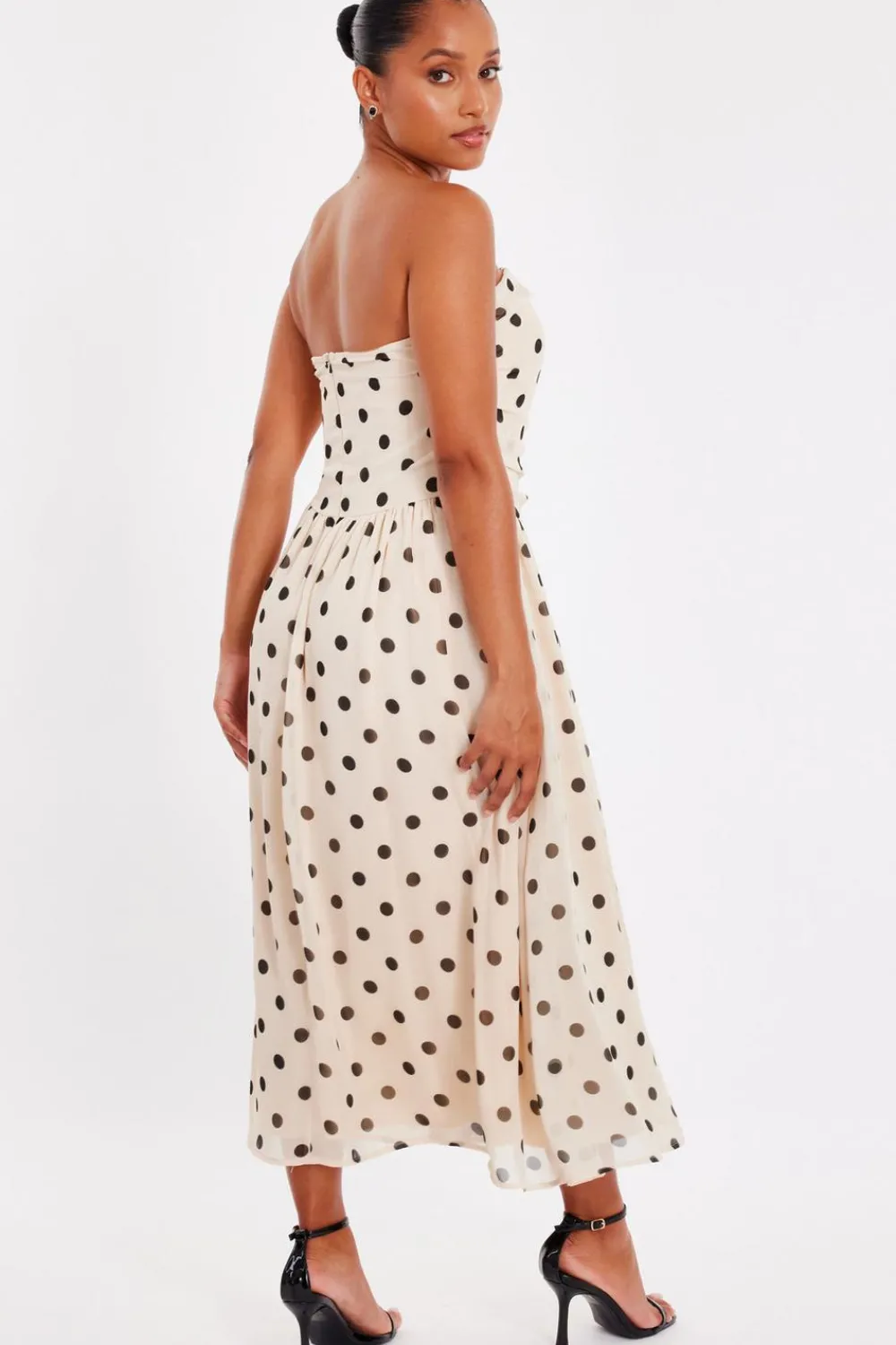 Quiz Day At The Races|Christening Guest>Petite Stone Chiffon Polka Dot Midi Dress