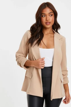 Quiz Jackets & Coats|Blazers>Petite Ruched Sleeve Blazer
