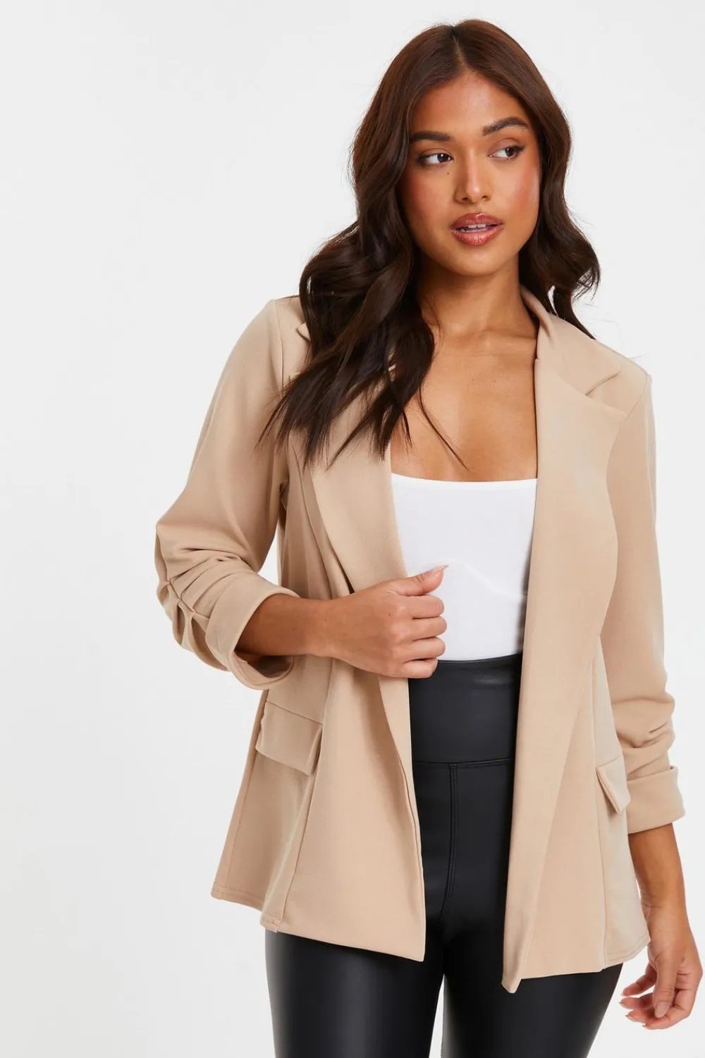 Quiz Jackets & Coats|Blazers>Petite Ruched Sleeve Blazer