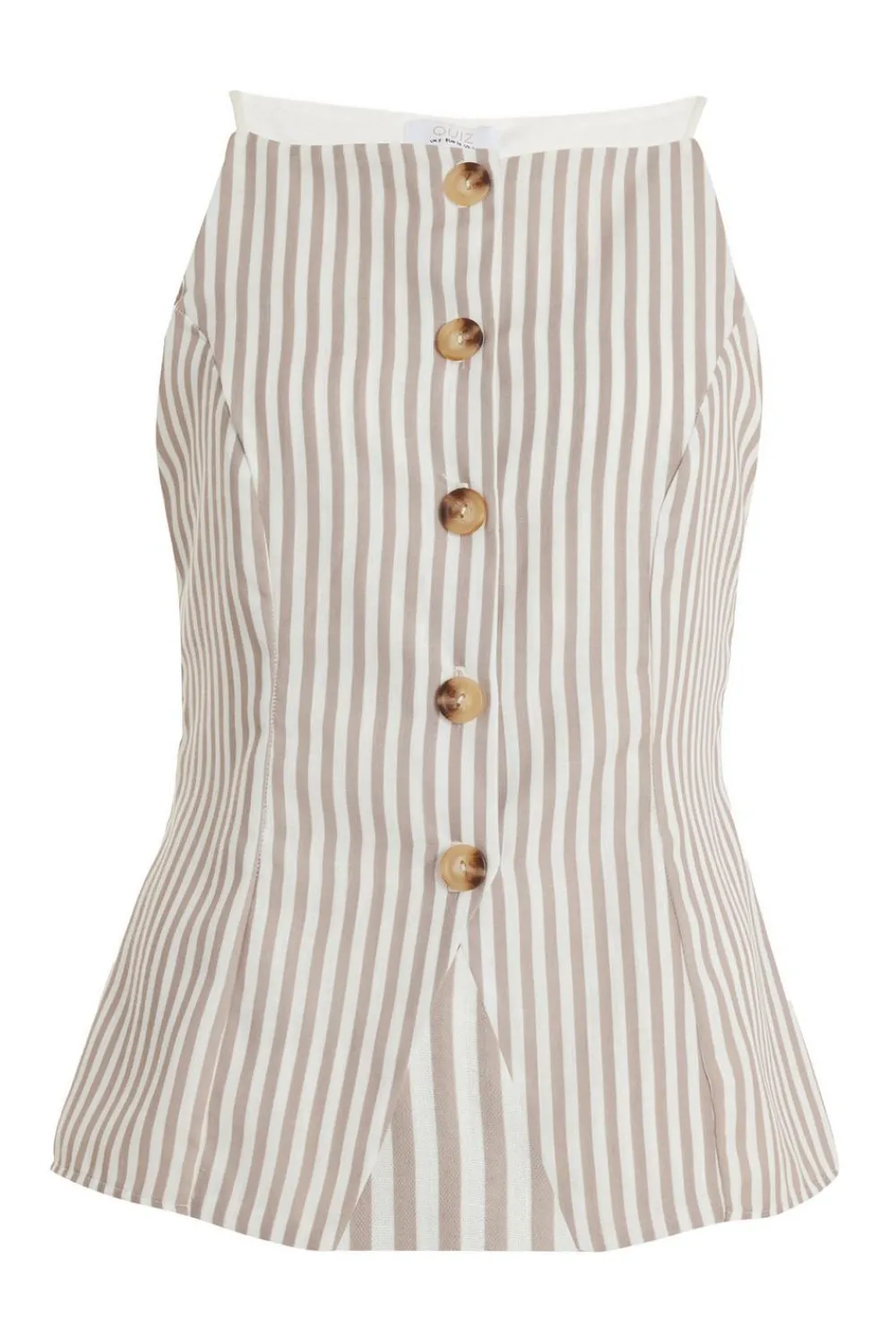 Quiz Waistcoat|Summer Tops>Petite Stone Striped Boat Neck Waistcoat