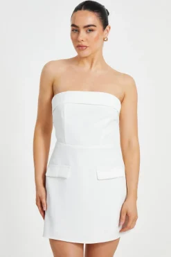 Quiz Going Out|White Dresses>Petite White Bandeau Mini Dress