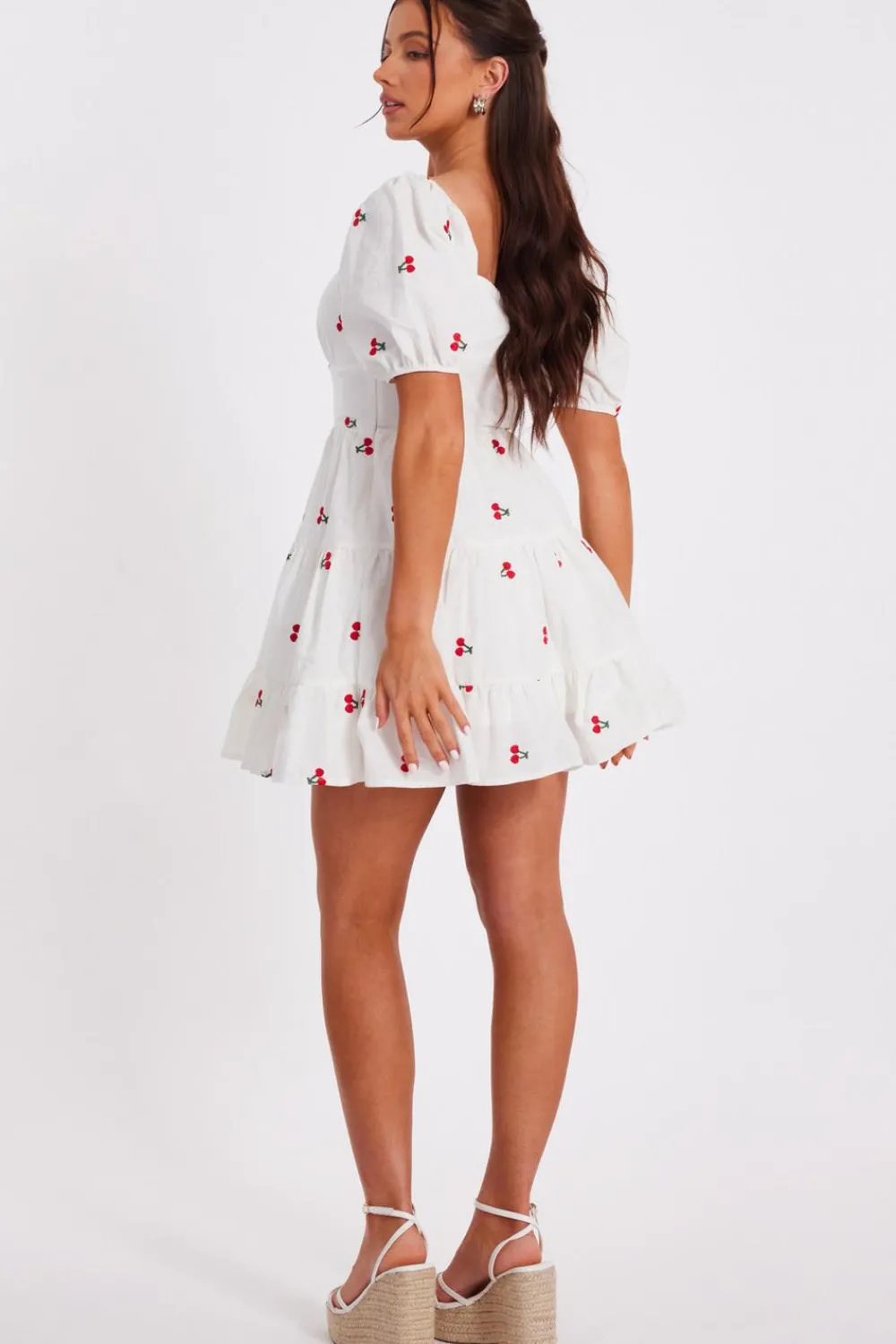 Quiz Summer Clothes|Holiday>Petite White Cherry Print Skater Dress