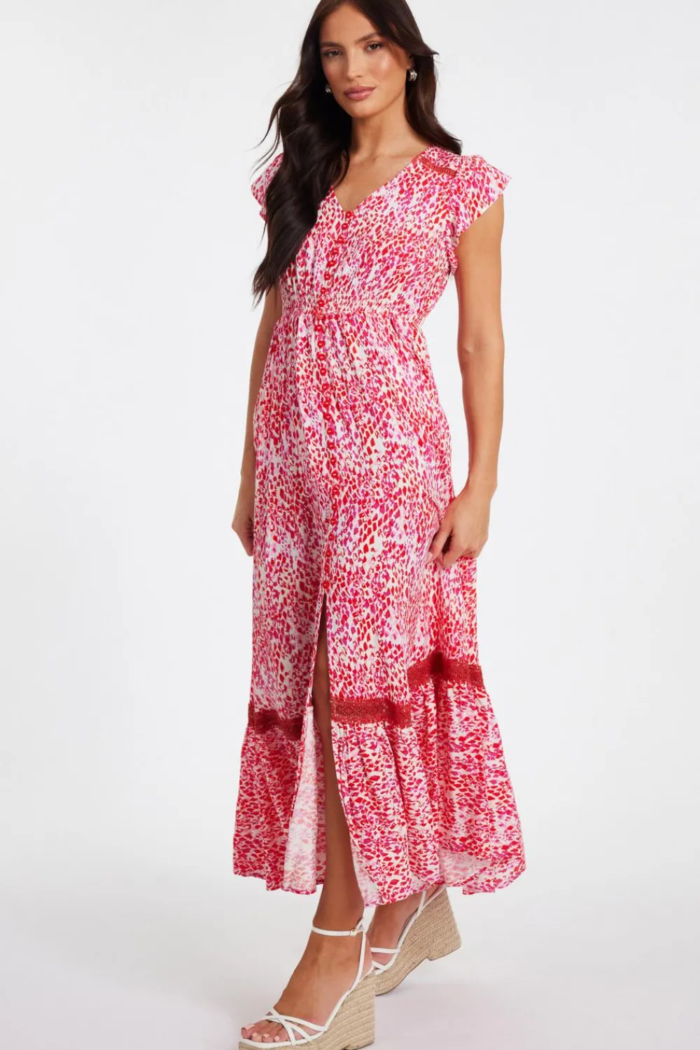 Quiz Summer Clothes|Holiday>Pink Animal Print Midaxi Dress