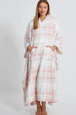 Quiz Nightwear>Pink Check Fleece Blanket Hoodie