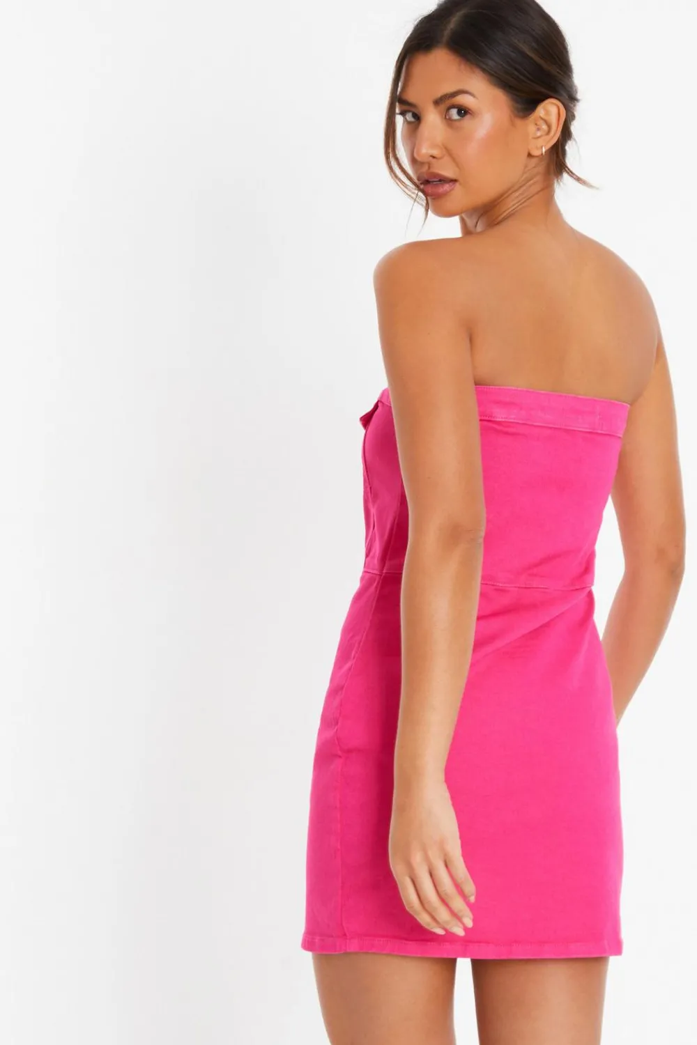 Quiz Summer Clothes|Pink Dresses>Pink Denim Bandeau Mini Dress