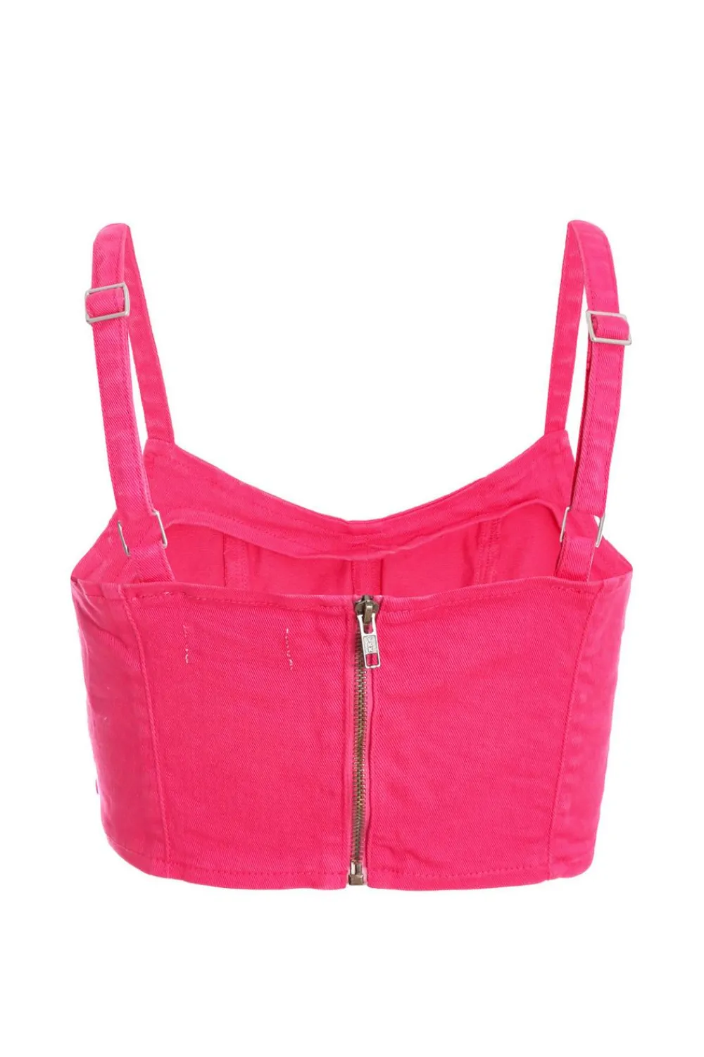 Quiz Summer Tops|Going Out Tops>Pink Denim Diamante Corset Top