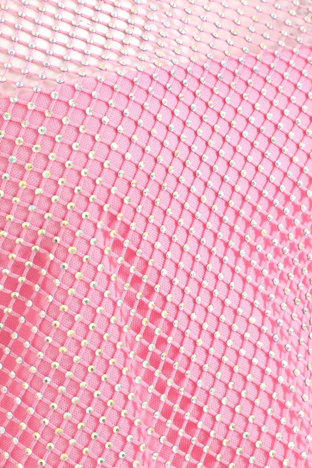 Quiz Summer Tops|Crop Tops>Pink Diamante Embellished Mesh Crop Top