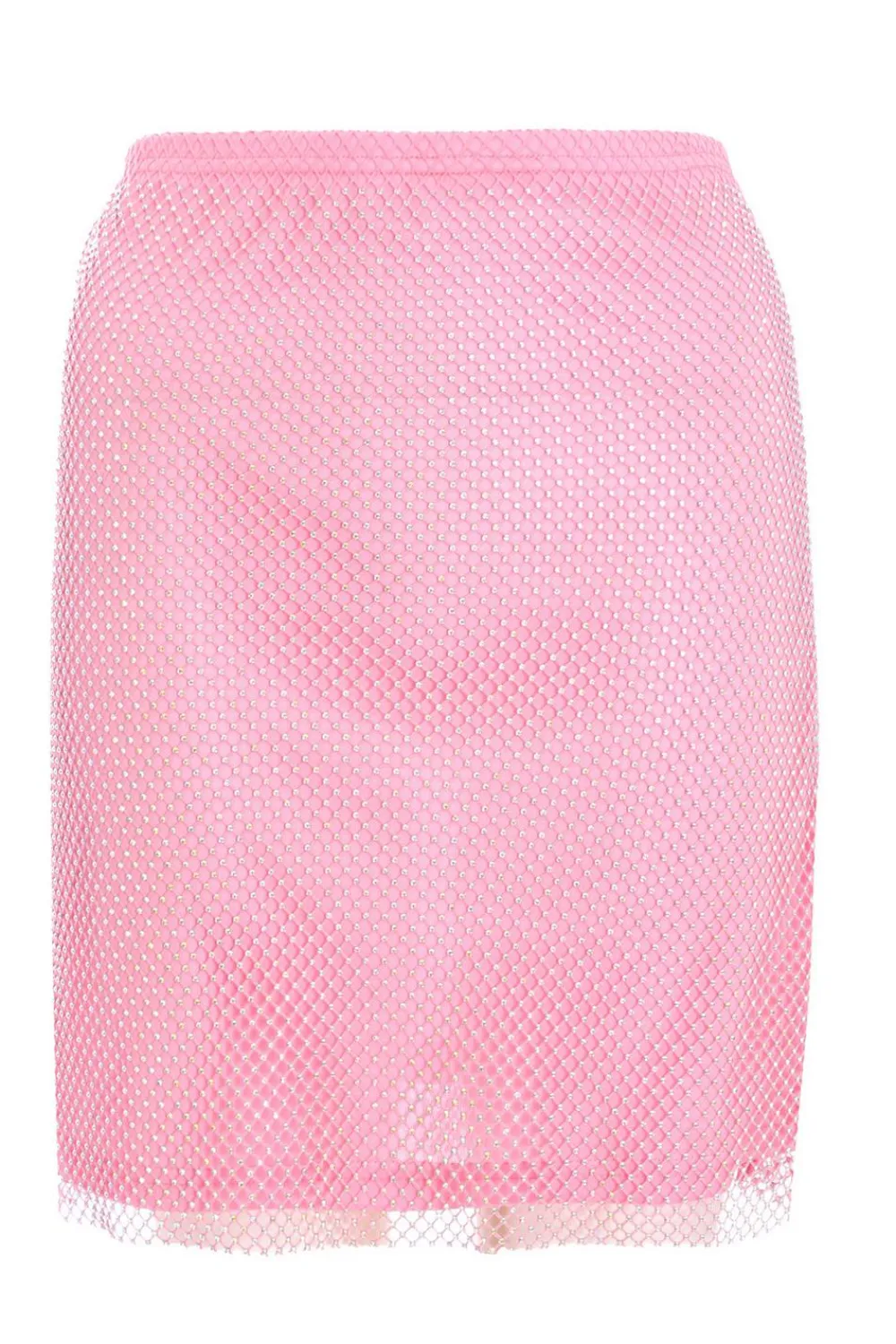 Quiz Summer Clothes|Holiday>Pink Diamante Mesh Mini Skirt