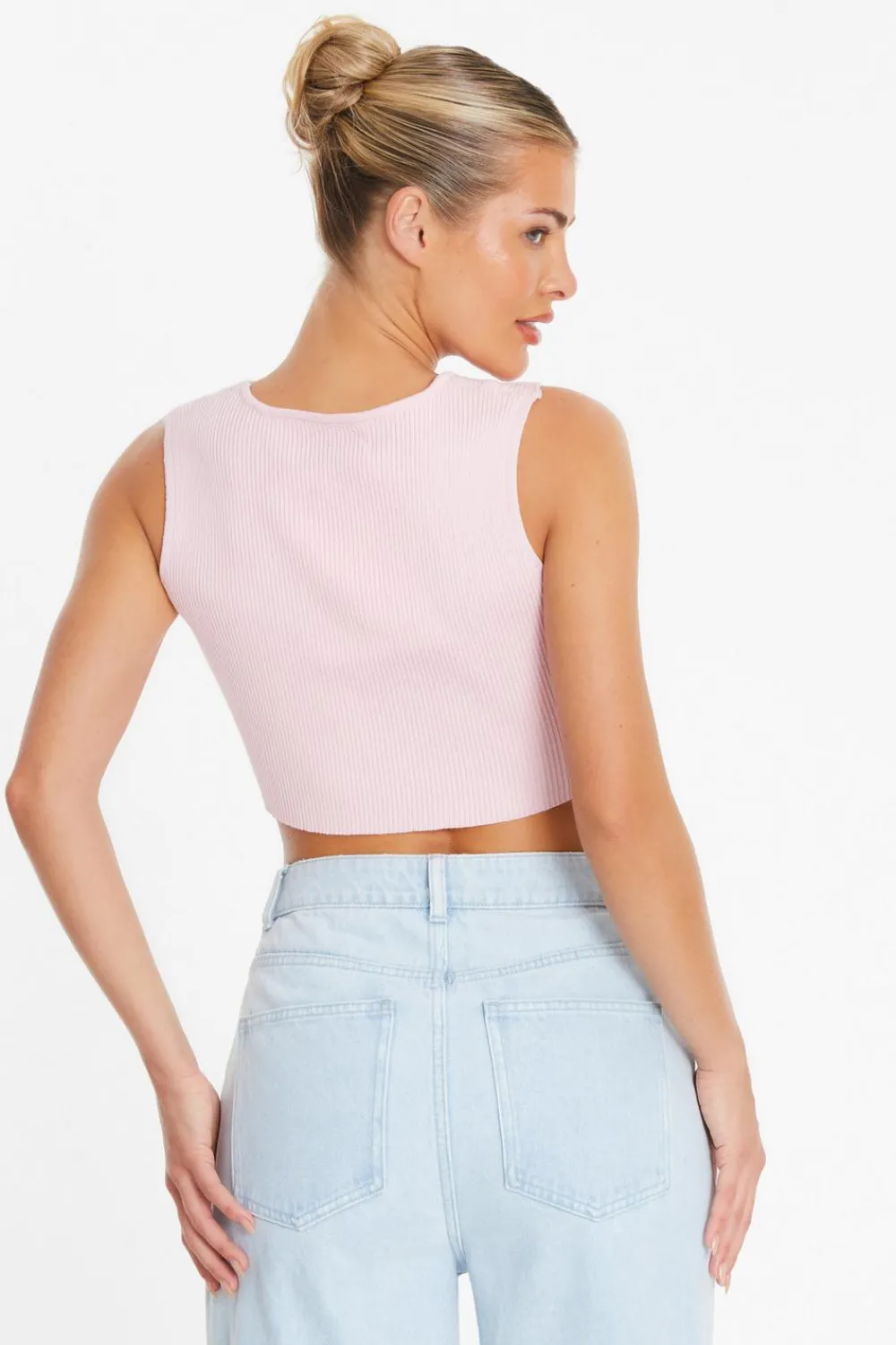 Quiz Going Out Tops|Crop Tops>Pink Diamante Trim Crop Top
