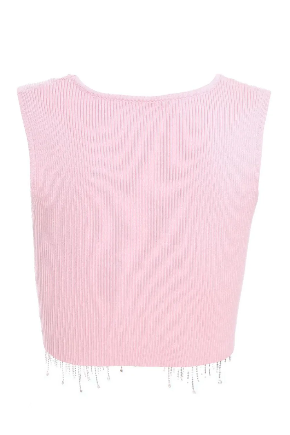 Quiz Going Out Tops|Crop Tops>Pink Diamante Trim Crop Top