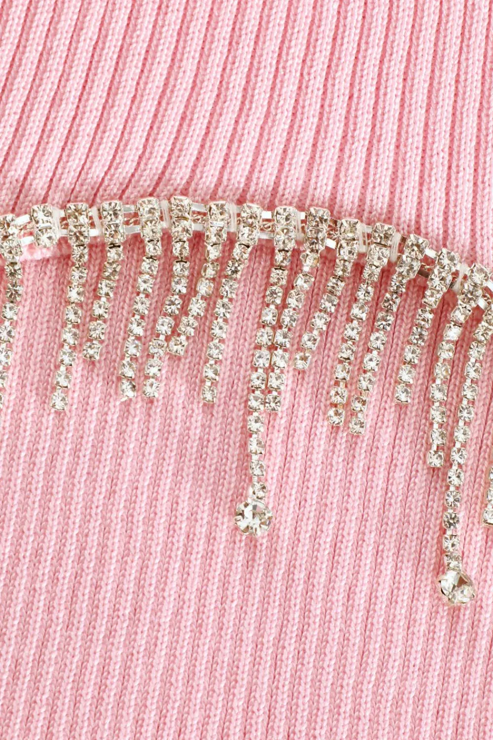 Quiz Going Out Tops|Crop Tops>Pink Diamante Trim Crop Top