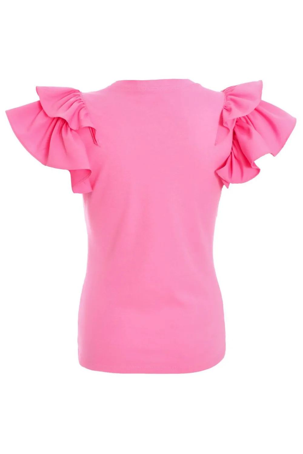Quiz T-Shirts|Summer Tops>Pink Double Frill Sleeve Top