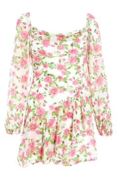 Quiz Holiday|Summer Clothes>Pink Floral Chiffon Playsuit