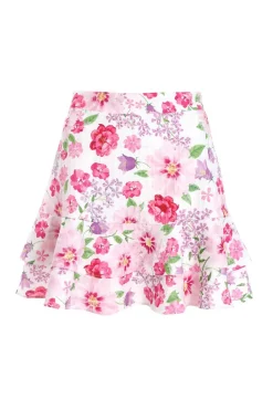 Quiz Summer Clothes|Holiday>Pink Floral Frill Mini Skirt