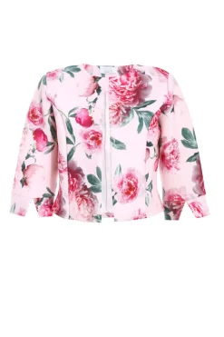 Quiz Jackets & Coats|Blazers>Pink Floral Split Sleeve Crop Jacket