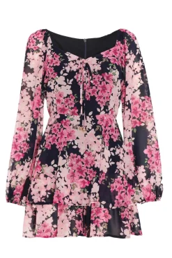 Quiz Playsuits|Playsuits>Pink Floral Tiered Playsuit