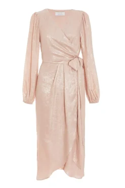 Quiz Evening Dresses|Christening Guest>Pink Foil Wrap Midi Dress