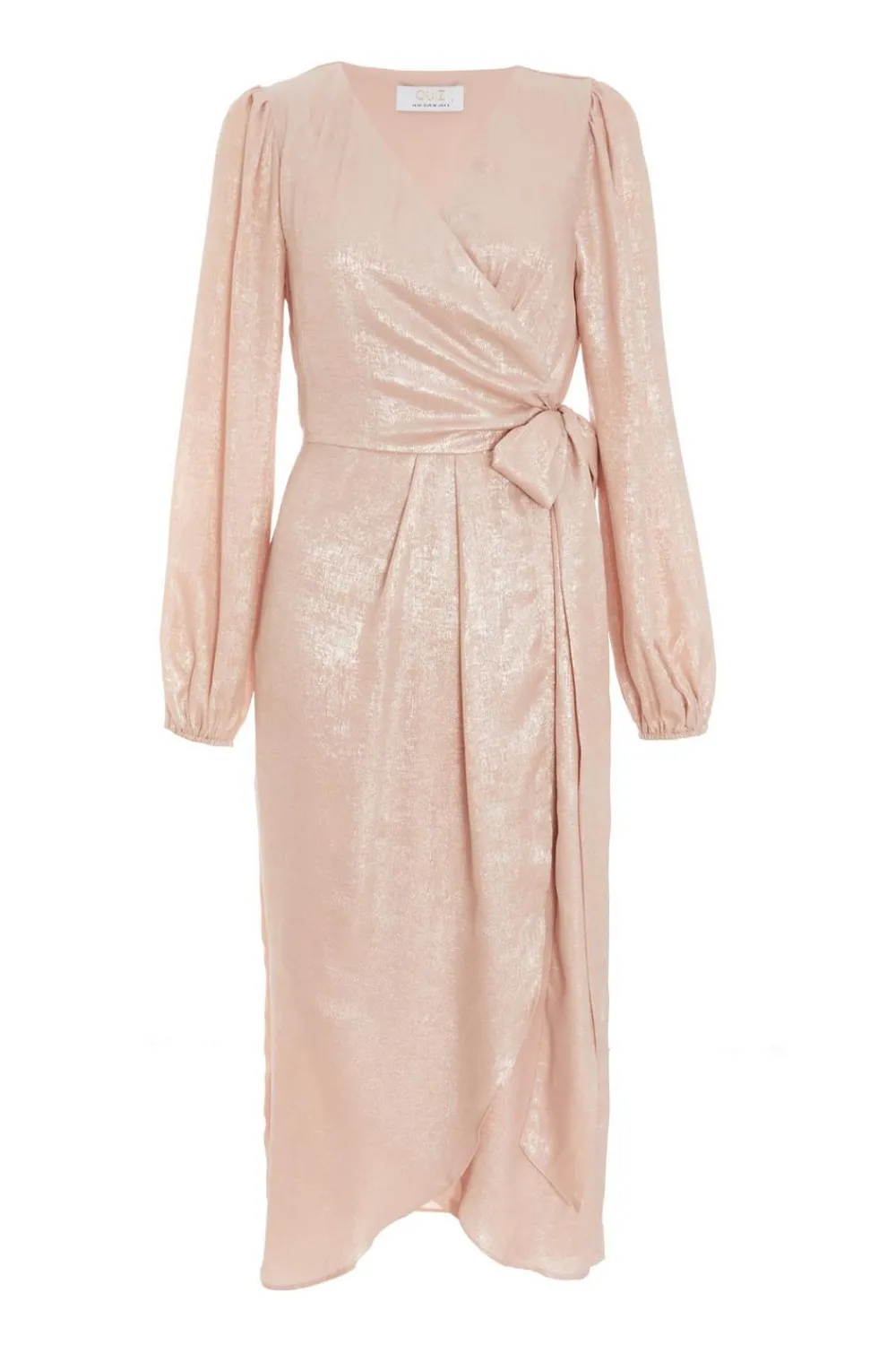 Quiz Evening Dresses|Christening Guest>Pink Foil Wrap Midi Dress