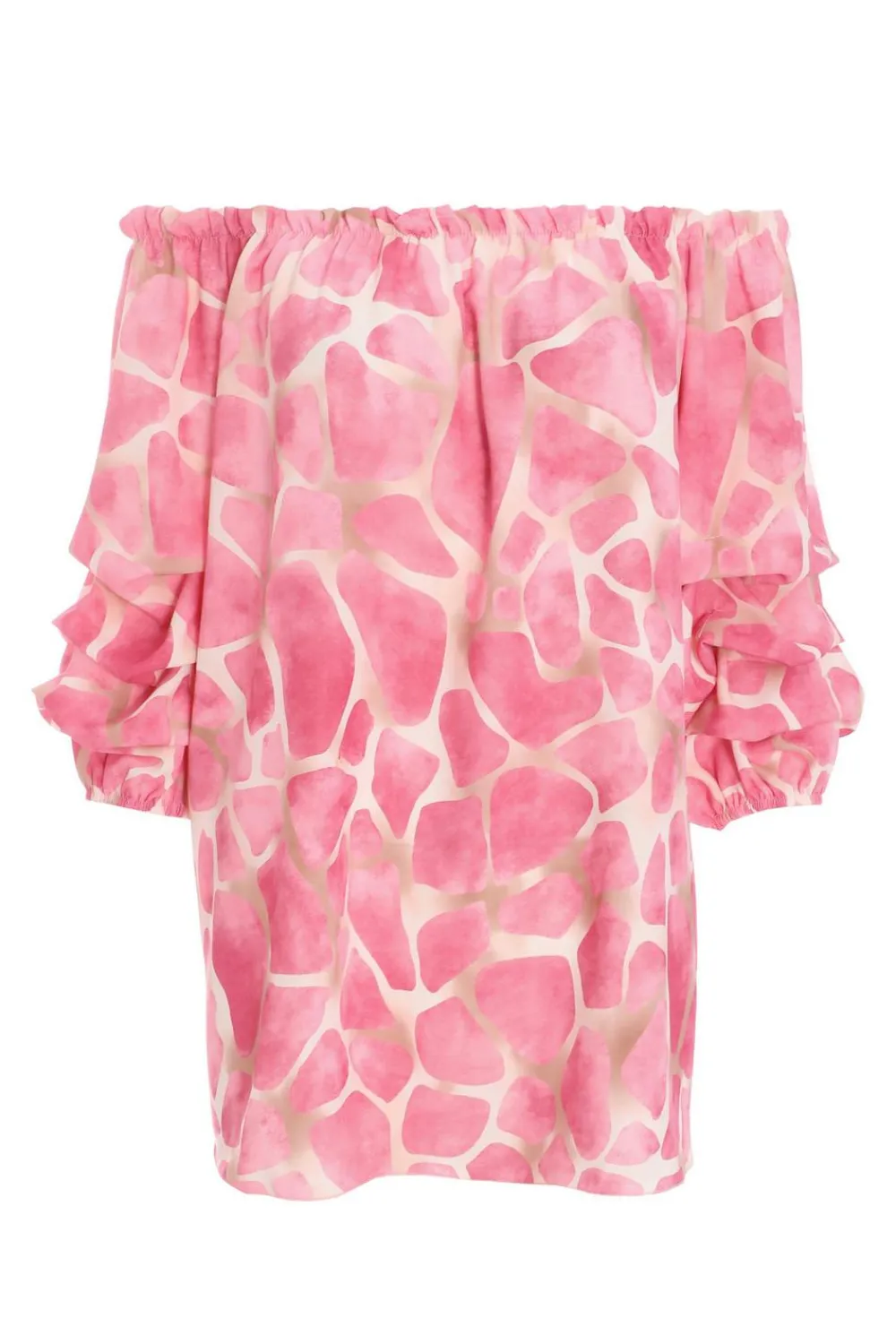 Quiz Shirts & Blouses|Bardot Tops>Pink Giraffe Print Bardot Top