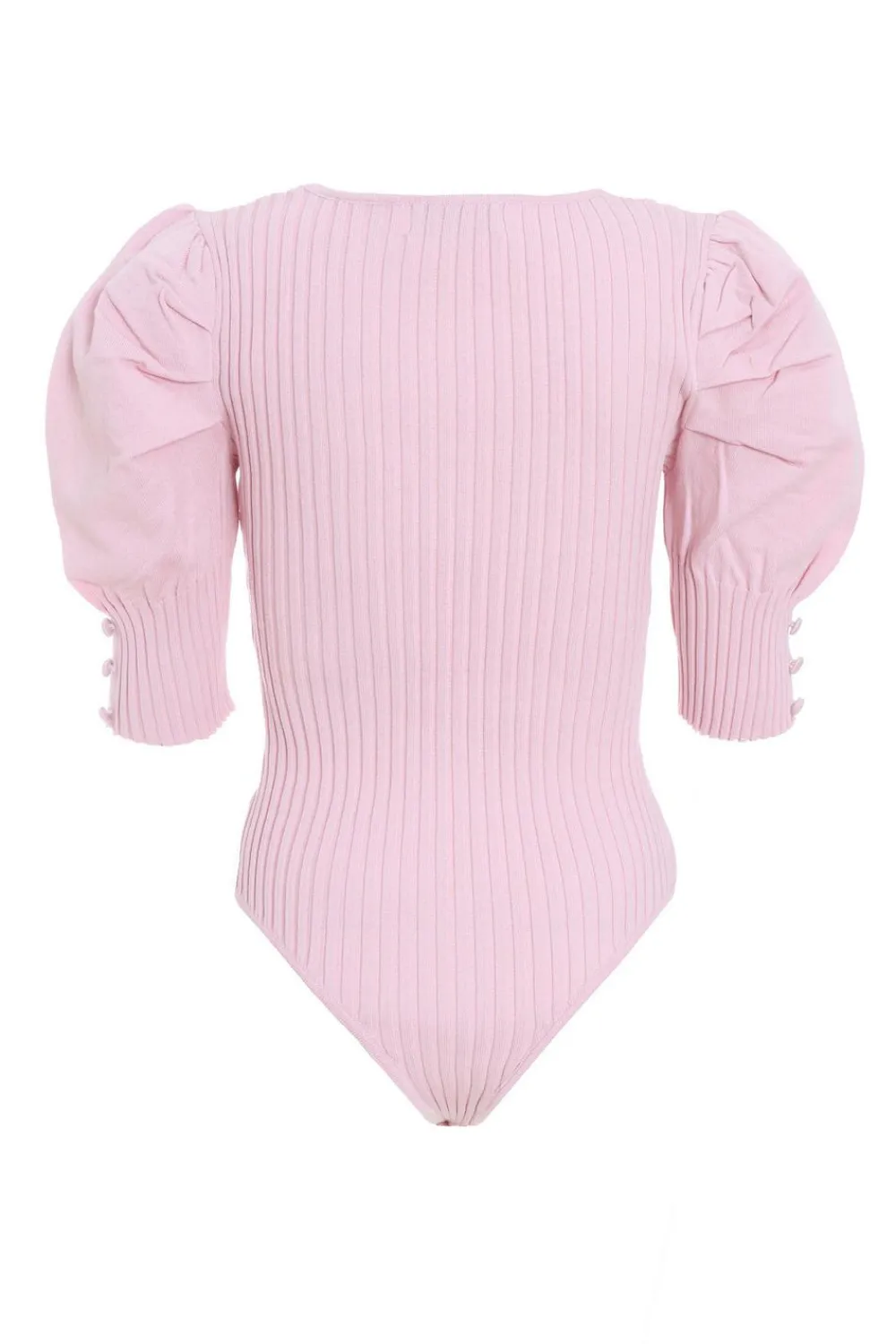Quiz Day Tops|Bodysuits>Knitted Puff Sleeve Bodysuit